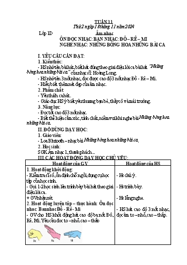 Kế hoạch bài dạy Âm Nhạc 1+3+4+5, Đạo Đức 1, HĐTN 1 - Tuần 11 (NH 2024-2025)(GV: Phạm Thị Thanh Tú)