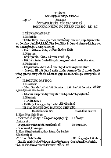 Kế hoạch bài dạy Âm Nhạc 1+3+4+5, Đạo Đức 1, HĐTN 1 - Tuần 20 (NH 2024-2025)(GV: Phạm Thị Thanh Tú)