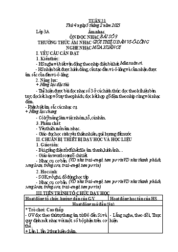 Kế hoạch bài dạy Âm Nhạc 1+3+4+5, Đạo Đức 1, HĐTN 1 - Tuần 21 (NH 2024-2025)(GV: Phạm Thị Thanh Tú)
