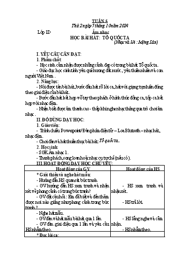 Kế hoạch bài dạy Âm Nhạc 1+3+4+5, Đạo Đức 1, HĐTN 1 - Tuần 5 (NH 2024-2025)(GV: Phạm Thị Thanh Tú)