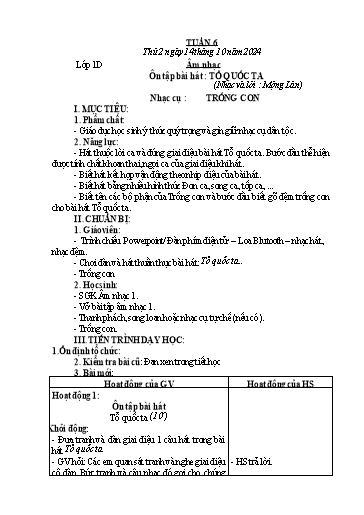 Kế hoạch bài dạy Âm Nhạc 1+3+4+5, Đạo Đức 1, HĐTN 1 - Tuần 6 (NH 2024-2025)(GV: Phạm Thị Thanh Tú)