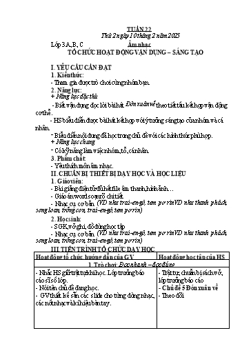 Kế hoạch bài dạy Âm Nhạc 1+3+4+5, HĐTN 1 - Tuần 22 (NH 2024-2025)(GV: Phạm Thị Thanh Tú)