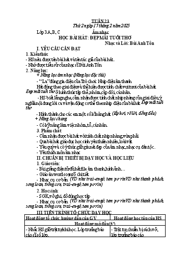 Kế hoạch bài dạy Âm Nhạc 1+3+4+5, HĐTN 1 - Tuần 23 (NH 2024-2025)(GV: Phạm Thị Thanh Tú)