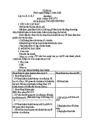 Kế hoạch bài dạy Âm Nhạc 3, Đạo Đức 1+2, HĐTN 4 - Tuần 10 (NH 2023-2024)(GV: Phạm Thị Thanh Tú)