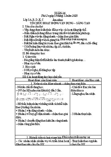 Kế hoạch bài dạy Âm Nhạc 3, Đạo Đức 1+2, HĐTN 4 - Tuần 16 (NH 2023-2024)(GV: Phạm Thị Thanh Tú)