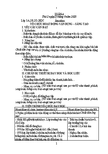 Kế hoạch bài dạy Âm Nhạc 3, Đạo Đức 1+2, HĐTN 4 - Tuần 4 (NH 2023-2024)(GV: Phạm Thị Thanh Tú)