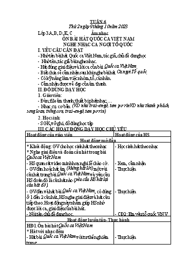 Kế hoạch bài dạy Âm Nhạc 3, Đạo Đức 1+2, HĐTN 4 - Tuần 6 (NH 2023-2024)(GV: Phạm Thị Thanh Tú)