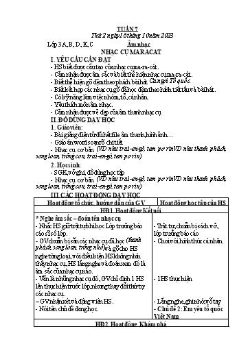 Kế hoạch bài dạy Âm Nhạc 3, Đạo Đức 1+2, HĐTN 4 - Tuần 7 (NH 2023-2024)(GV: Phạm Thị Thanh Tú)