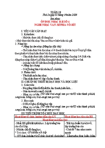 Kế hoạch bài dạy Âm Nhạc 3, Đạo Đức 1+2 - Tuần 29 (NH 2023-2024)(GV: Phạm Thị Thanh Tú)