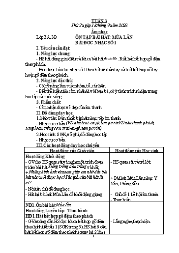 Kế hoạch bài dạy Âm Nhạc 3, Đạo Đức 1+2 - Tuần 3 (NH 2023-2024)(GV: Phạm Thị Thanh Tú)