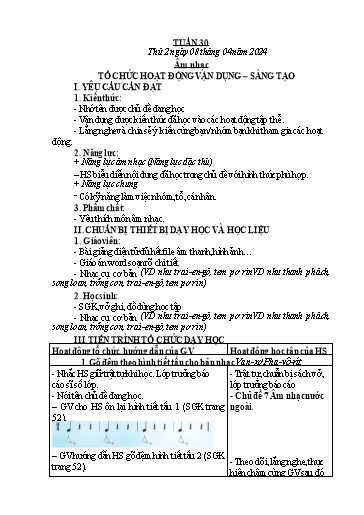 Kế hoạch bài dạy Âm Nhạc 3, Đạo Đức 1+2 - Tuần 30 (NH 2023-2024)(GV: Phạm Thị Thanh Tú)