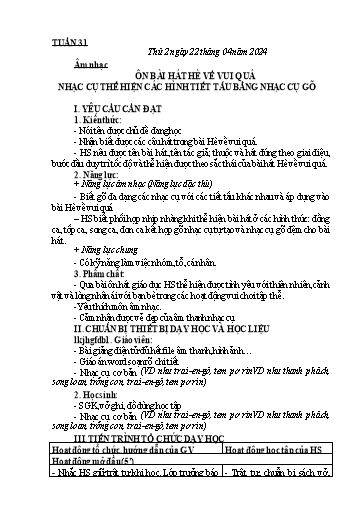 Kế hoạch bài dạy Âm Nhạc 3, Đạo Đức 1+2 - Tuần 31 (NH 2023-2024)(GV: Phạm Thị Thanh Tú)