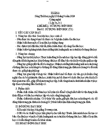 Kế hoạch bài dạy Công Nghệ 3+4, Mĩ Thuật 1+2+5, GDTC 1 - Tuần 3 (NH 2024-2025)(GV: Cao Thị Minh Tình)