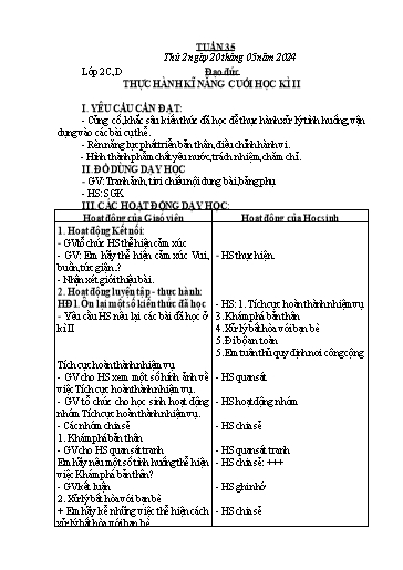 Kế hoạch bài dạy Đạo Đức 1+2 - Tuần 35B (NH 2023-2024)(GV: Phạm Thị Thanh Tú)