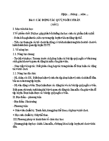 Kế hoạch bài dạy GDTC 2 - Bài 5+6 (GV: Trần Văn Hùng)