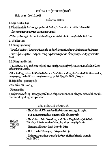 Kế hoạch bài dạy GDTC 2 - Tiết 15: Kiểm tra ĐHĐN (GV: Trần Văn Hùng)