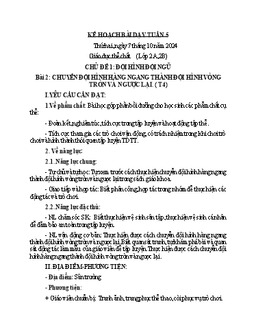 Kế hoạch bài dạy GDTC 2+3, Mĩ Thuật 3+4, Đạo Đức 1 - Tuần 5 (NH 2024-2025)(GV: Dương Thị Hồng Thắm)