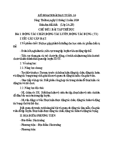 Kế hoạch bài dạy GDTC 2+3 - Tuần 10 (GV: Dương Thị Hồng Thắm)
