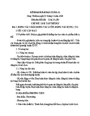 Kế hoạch bài dạy GDTC 2+3 - Tuần 11 (GV: Dương Thị Hồng Thắm)