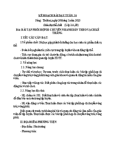 Kế hoạch bài dạy GDTC 2+3 - Tuần 20 (NH 2024-2025)(GV: Dương Thị Hồng Thắm)