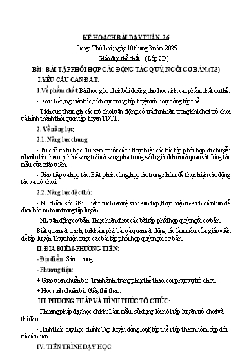Kế hoạch bài dạy GDTC 2+3 - Tuần 26 (NH 2024-2025)(GV: Dương Thị Hồng Thắm)