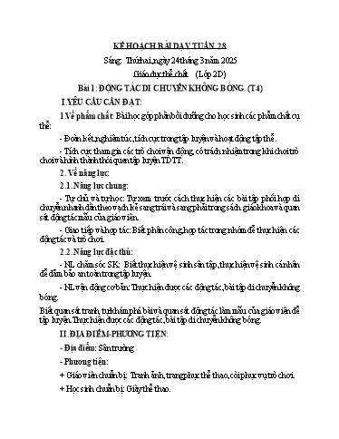 Kế hoạch bài dạy GDTC 2+3 - Tuần 28 (NH 2024-2025)(GV: Dương Thị Hồng Thắm)