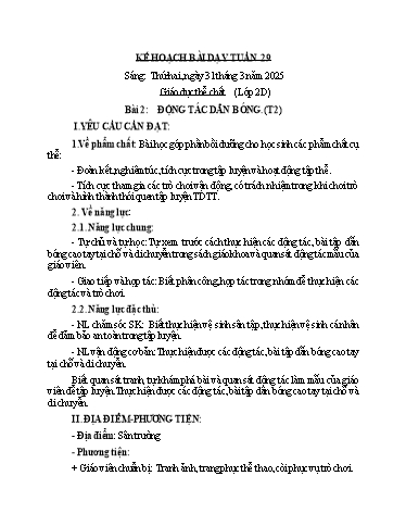 Kế hoạch bài dạy GDTC 2+3 - Tuần 29 (NH 2024-2025)(GV: Dương Thị Hồng Thắm)