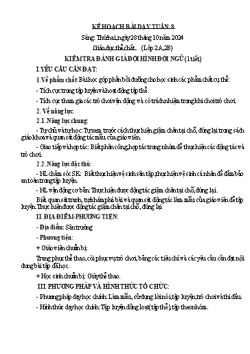 Kế hoạch bài dạy GDTC 2+3 - Tuần 8 (NH 2024-2025)(GV: Dương Thị Hồng Thắm)