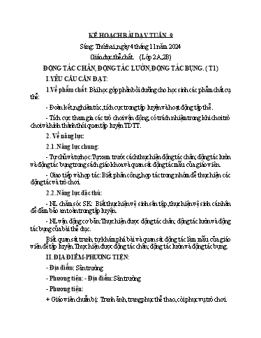 Kế hoạch bài dạy GDTC 2+3 - Tuần 9 (GV: Dương Thị Hồng Thắm)