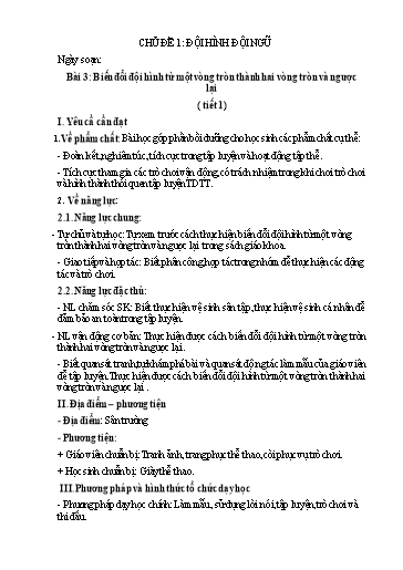 Kế hoạch bài dạy GDTC 3 CTST - Bài 2: Biến đổi đội hình từ một vòng tròn thành hai vòng tròn và ngược lại (Tiết 1)(GV: Trần Văn Hùng)