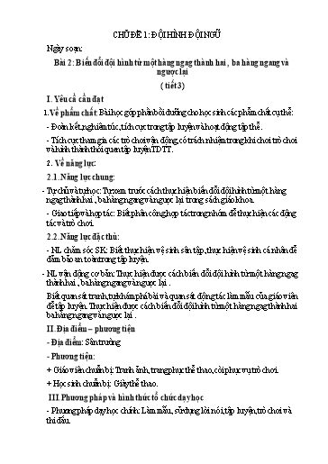 Kế hoạch bài dạy GDTC 3 CTST - Bài 2: Biến đổi đội hình từ một hàng ngang thành hai, ba hàng ngang và ngược lại (Tiết 3)(GV: Trần Văn Hùng)