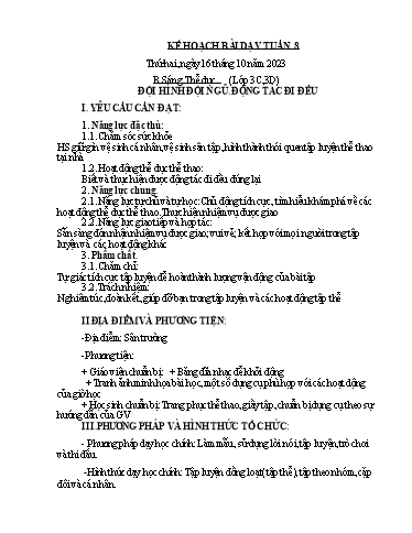 Kế hoạch bài dạy GDTC 3, Mĩ Thuật 1+2+4 - Tuần 8 (NH 2023-2024)(GV: Dương Thị Hồng Thắm)