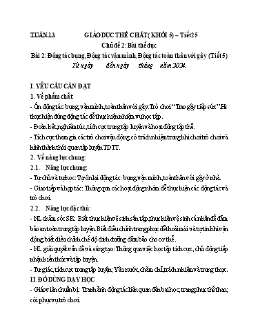 Kế hoạch bài dạy GDTC 5 - Tuần 13, NH 2024-2025 (GV: Trần Văn Hùng)