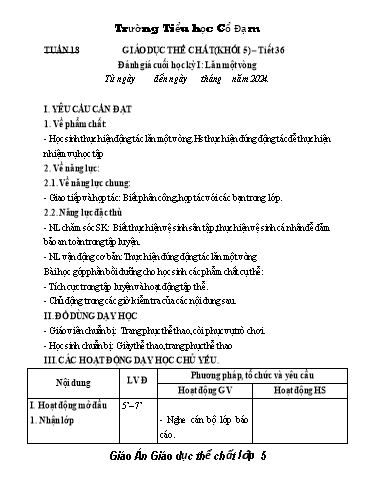Kế hoạch bài dạy GDTC 5 - Tuần 18, NH 2024-2025 (GV: Trần Văn Hùng)
