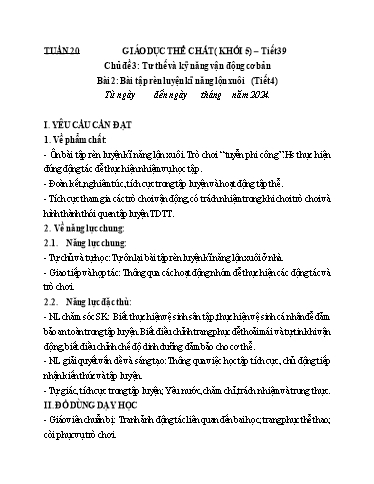 Kế hoạch bài dạy GDTC 5 - Tuần 20, NH 2024-2025 (GV: Trần Văn Hùng)