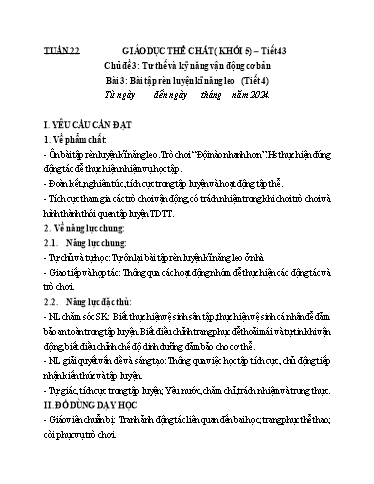 Kế hoạch bài dạy GDTC 5 - Tuần 22, NH 2024-2025 (GV: Trần Văn Hùng)