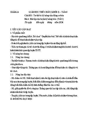 Kế hoạch bài dạy GDTC 5 - Tuần 23, NH 2024-2025 (GV: Trần Văn Hùng)