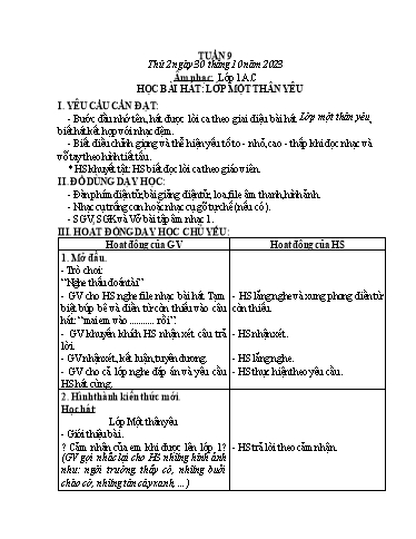 Kế hoạch bài dạy HĐTN 1+2, Âm Nhạc 1+2+4 - Tuần 9 (NH 2023-2024)(GV: Trần Thị Thu Hiền)
