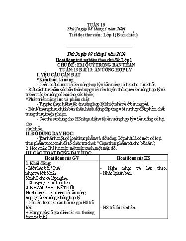 Kế hoạch bài dạy HĐTN 1+2, Âm Nhạc 1+4 - Tuần 19 (NH 2023-2024)(GV: Trần Thị Thu Hiền)
