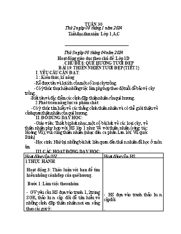 Kế hoạch bài dạy HĐTN 1+2, Âm Nhạc 1+4 - Tuần 30 (NH 2023-2024)(GV: Trần Thị Thu Hiền)