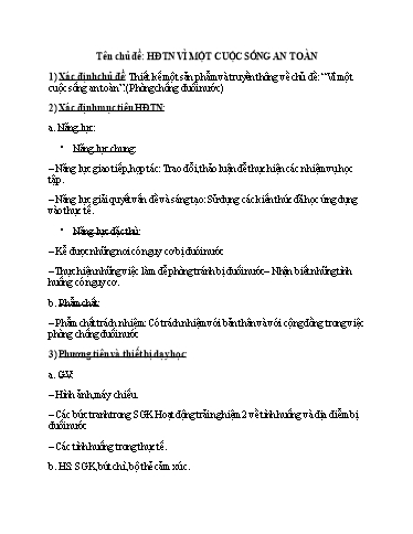 Kế hoạch bài dạy HĐTN 3 - Chủ đề: HĐTN vì một cuộc sống an toàn: Phòng chống đuối nước (GV: Trần Văn Hùng)