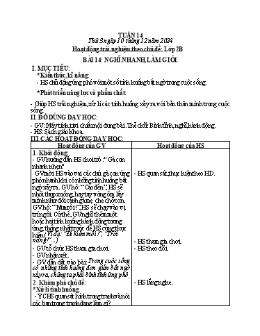 Kế hoạch bài dạy HĐTN, Âm Nhạc 2 - Tuần 14 (NH 2024-2025)(GV: Trần Thị Thu Hiền)