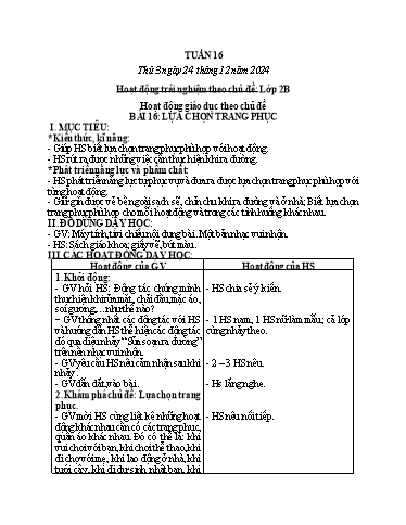 Kế hoạch bài dạy HĐTN, Âm Nhạc 2 - Tuần 16 (NH 2024-2025)(GV: Trần Thị Thu Hiền)