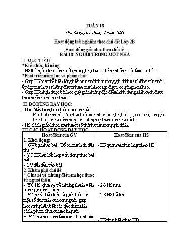 Kế hoạch bài dạy HĐTN, Âm Nhạc 2 - Tuần 18 (NH 2024-2025)(GV: Trần Thị Thu Hiền)