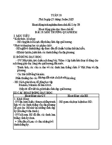 Kế hoạch bài dạy HĐTN, Âm Nhạc 2 - Tuần 28 (NH 2024-2025)(GV: Trần Thị Thu Hiền)