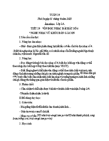 Kế hoạch bài dạy HĐTN, Âm Nhạc 2 - Tuần 29 (NH 2024-2025)(GV: Trần Thị Thu Hiền)