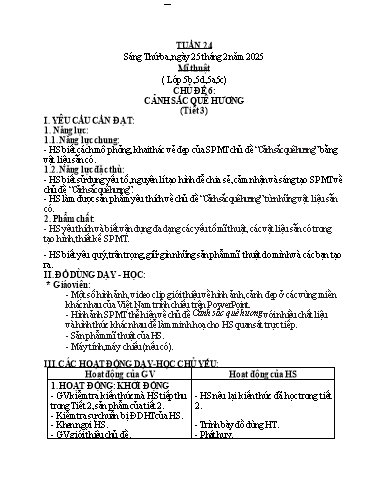 Kế hoạch bài dạy Mĩ Thuật 1+2+5, GDTC 1, Công Nghệ 3+4 - Tuần 24 (NH 2024-2025)(GV: Cao Thị Minh Tình)