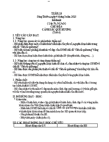 Kế hoạch bài dạy Mĩ Thuật 1+2+5, GDTC 1, Công Nghệ 3+4 - Tuần 25 (NH 2024-2025)(GV: Cao Thị Minh Tình)