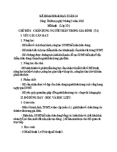 Kế hoạch bài dạy Mĩ Thuật 3+4, Công Nghệ 5 - Tuần 25 (NH 2024-2025)(GV: Dương Thị Hồng Thắm)