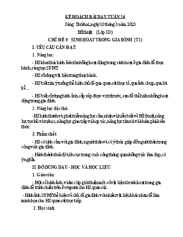 Kế hoạch bài dạy Mĩ Thuật 3+4, Công Nghệ 5 - Tuần 26 (NH 2024-2025)(GV: Dương Thị Hồng Thắm)